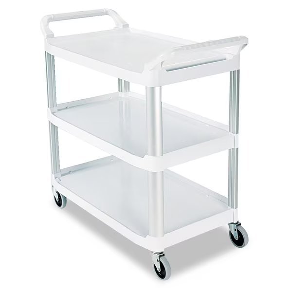 Plastic 3 Shelves, 300 lb, Rubbermaid Commercial, Mfr#: FG409100OWHT